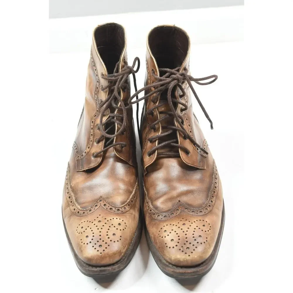 Thursday Boot Co Wingtip Boots Mens 9.5 Brown Leather Burnished Lace-Up